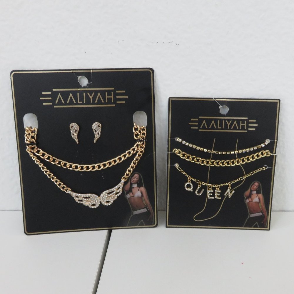 AALIYAH Necklace Earring Set and Ankle Bracelets Set.